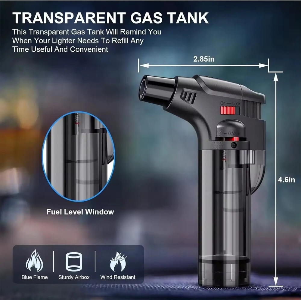 Torch Lighters 5 Pack Butane Refillable Jet Flame Torch Multi Utility Lighters