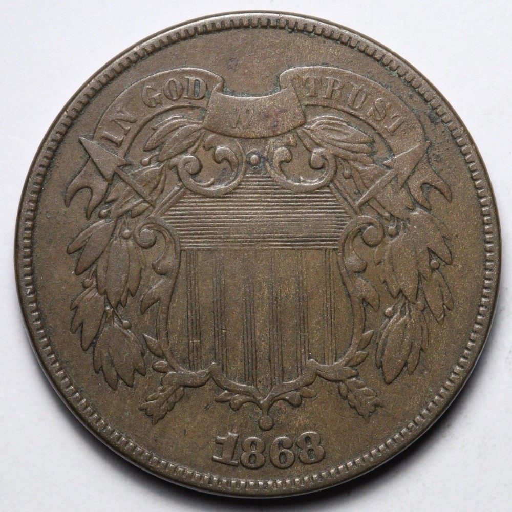 1868 Two Cent Piece VF E354 QAEZ