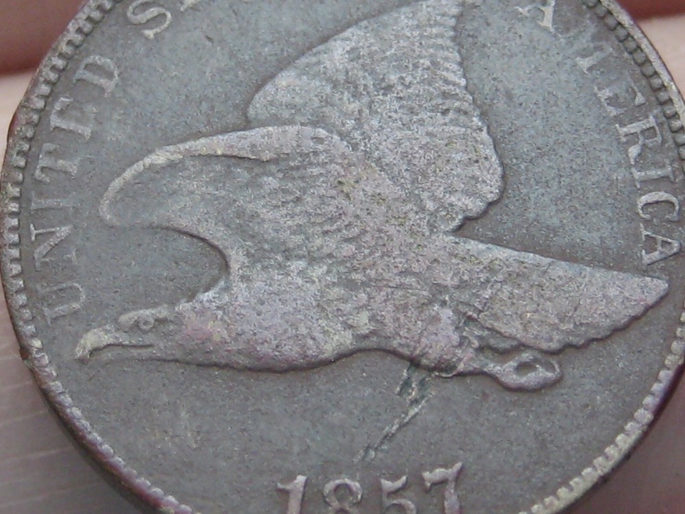 1857 Flying Eagle Penny Cent- VF/XF Details
