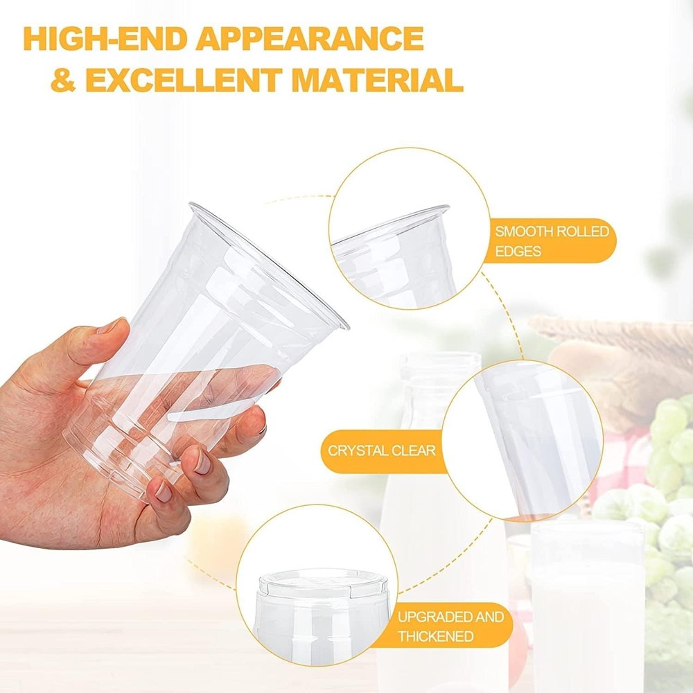 Large Capacity 24 oz Disposable Plastic Cups - 100 Pack, Eco-Friendly Design