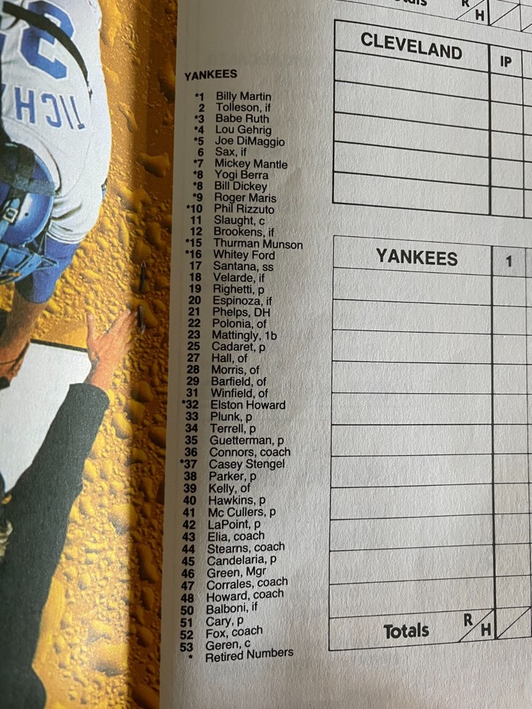 1989 Yankees Scorebook Baseball Program - Don Mattingly