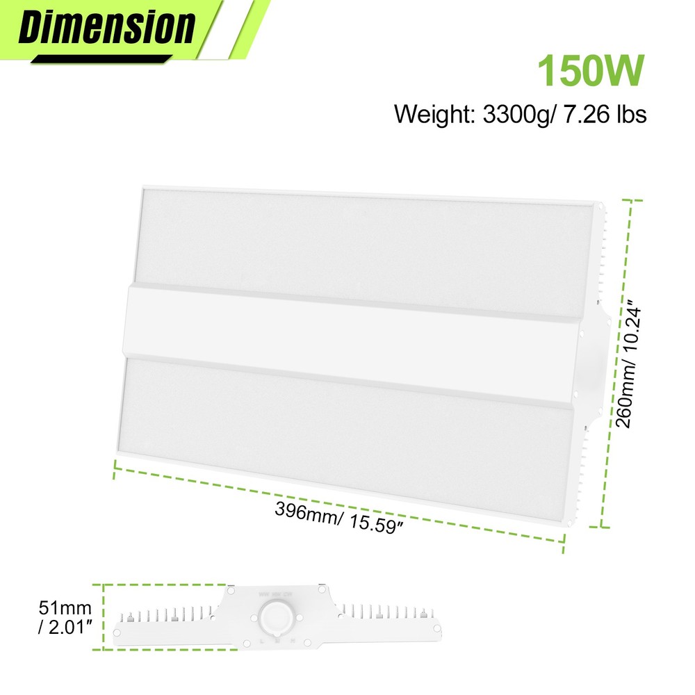 150 Watts LED Linear High Bay Light Warehouse Workshop Lighting 5000K Daylight