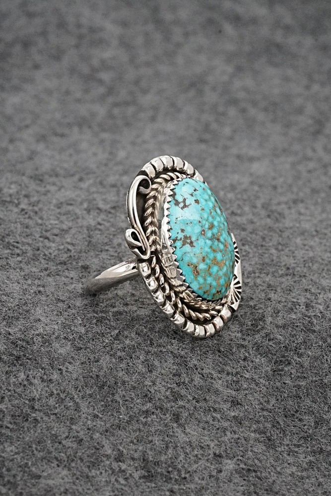 Turquoise & Sterling Silver Ring - Phil Nez - Size 8 Adj.