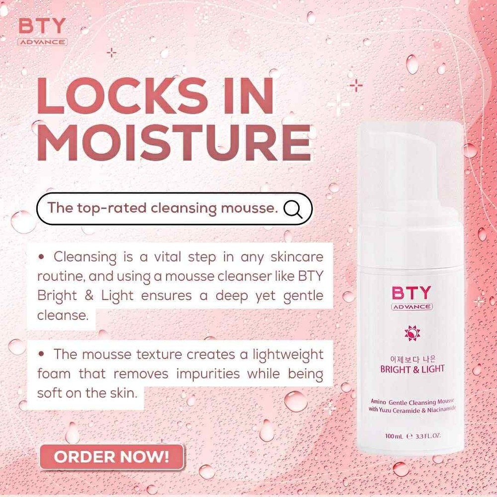 BTY Advance 3-Step Skincare Bundle Cleanse Hydrate Protect Mousse SPF Mask