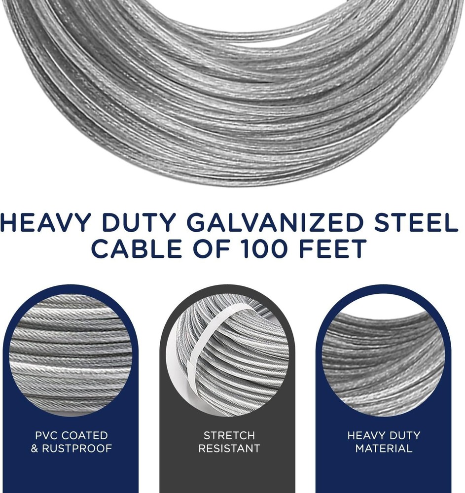 Complete 150ft Clothesline Kit - Galvanized Steel Wire & Easy Installation
