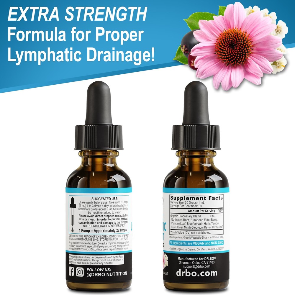 Lymphatic Drainage Supplements Drops - Organic Lymphatic Liquid Drops Cleanse...