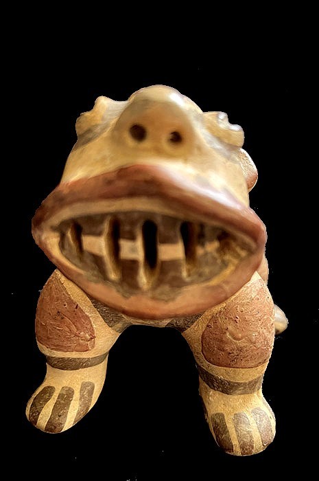 PRE-COLUMBIAN AUTHENTIC POLYCHROME PAINTED POTTERY FIGURE