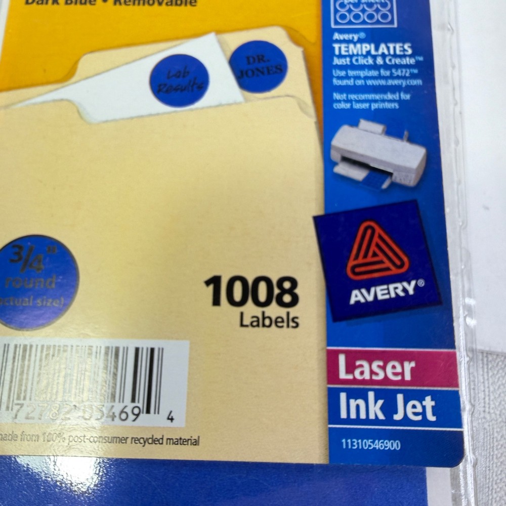 Avery Blue Removable Color Coding Labels Blue 5469 3/4" Round + Mailing Seals