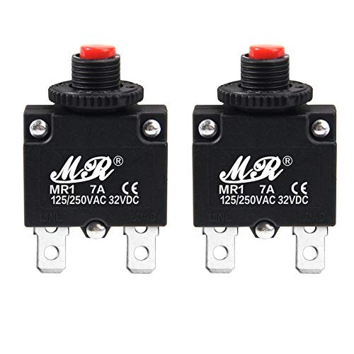 7 Amps Thermal Circuit Breakers 125/250V AC 32V DC Push Button Manual Reset 7A