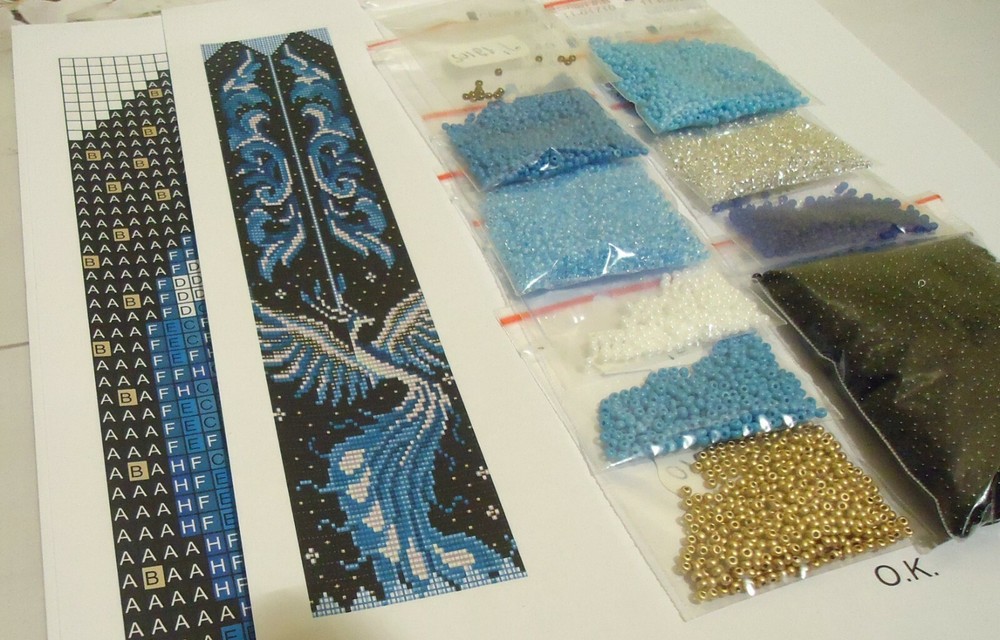 Kit for making a necklace gerdan. Beading Loom Pattern. #B3a