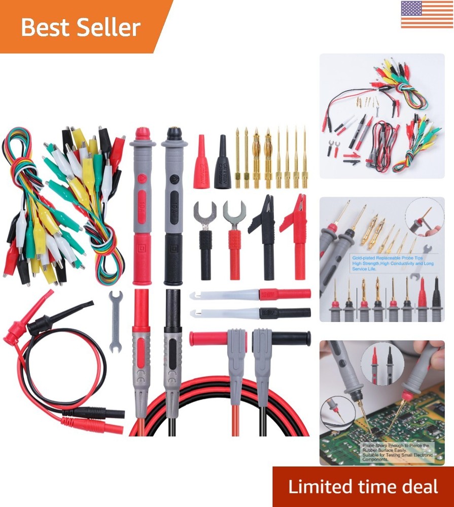 45-Piece Multimeter Leads Kit - Gold-Plated Probes & Clips for Accurate Testing