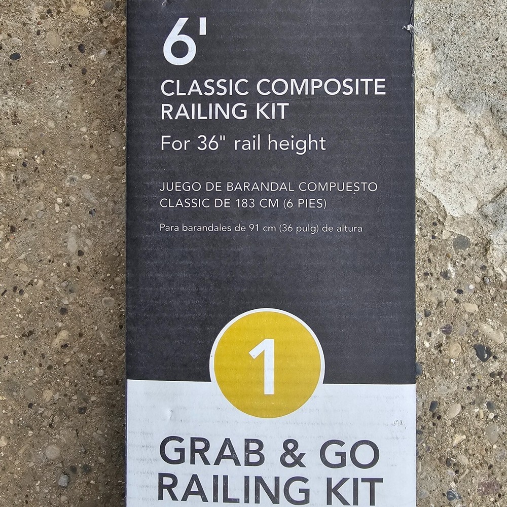 NIB: Nice 6' long White Composite Deck RAILING KIT (Posts Not Included)