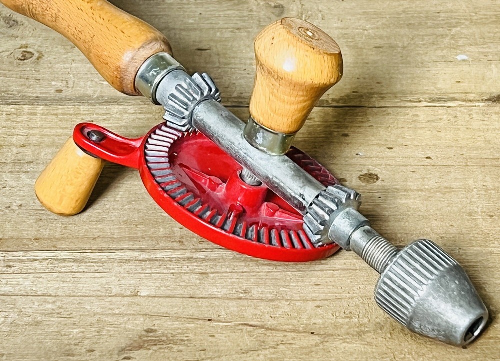 Vintage Egg Beater Style Hand Crank Drill Woodworking Tool