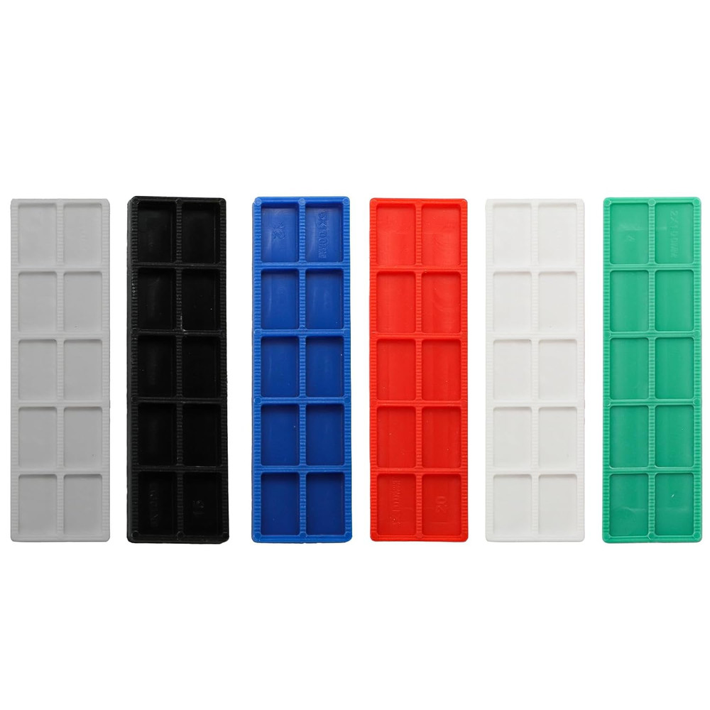 300 Pcs Plastic Flat Shims for Leveling 6 Size Structural Tile Composite Shims