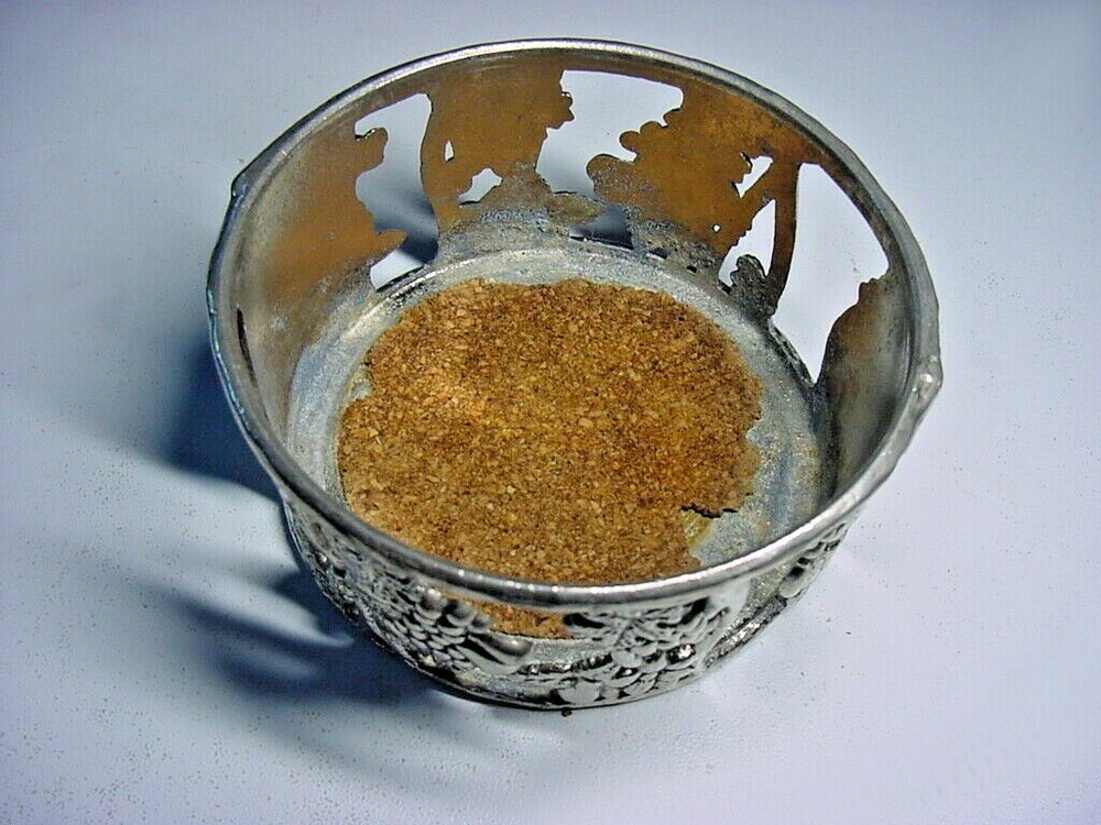 Wine Coaster - Silver Plate on Cast Metal - Grape & Flora Design