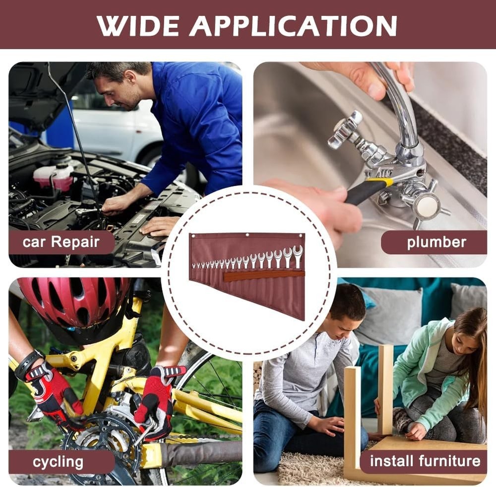 EMVANV 16 Pockets Wrench Roll Organizer, Up Tool Bag, Multi-Purpose...