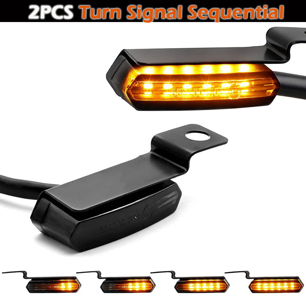 Motorcycle Sequential LED Turn Signals Flowing Mini Handlebar Light For Harley