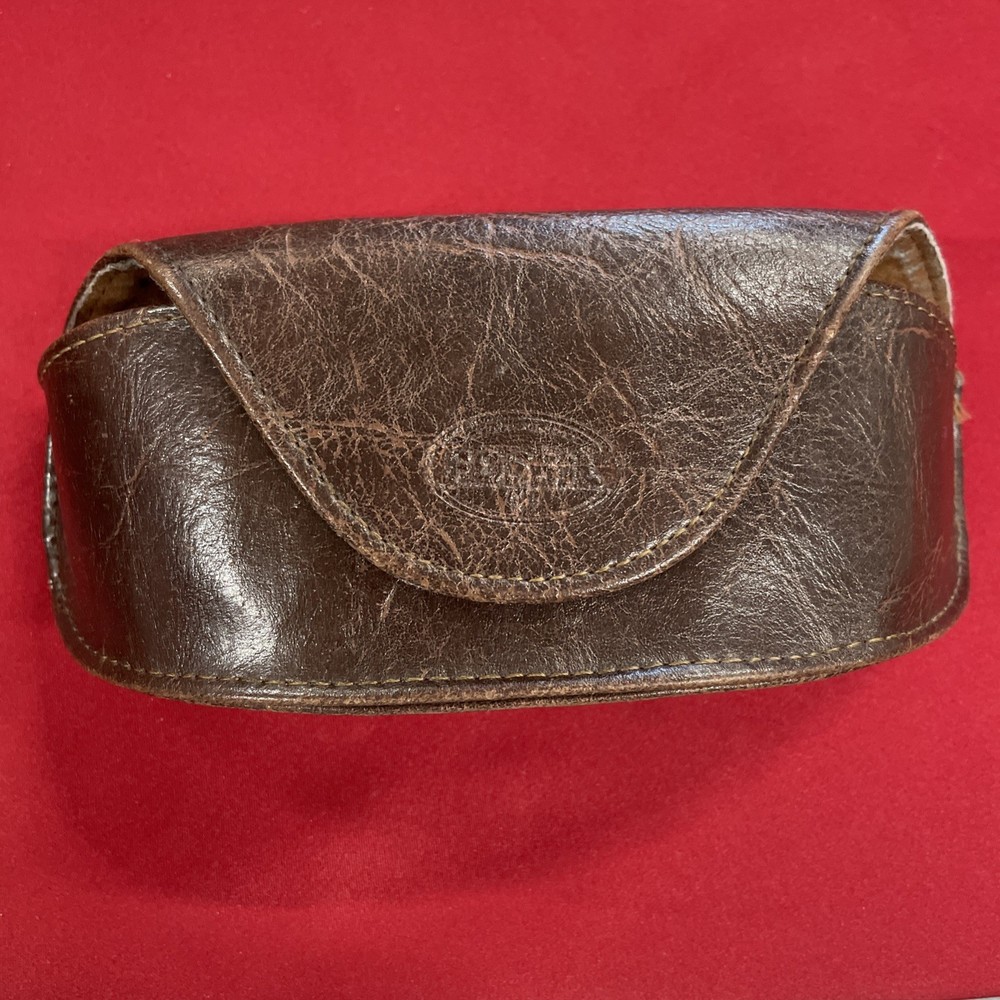 Fossil Leather Brown Glasses Soft Case Magnetic Closure