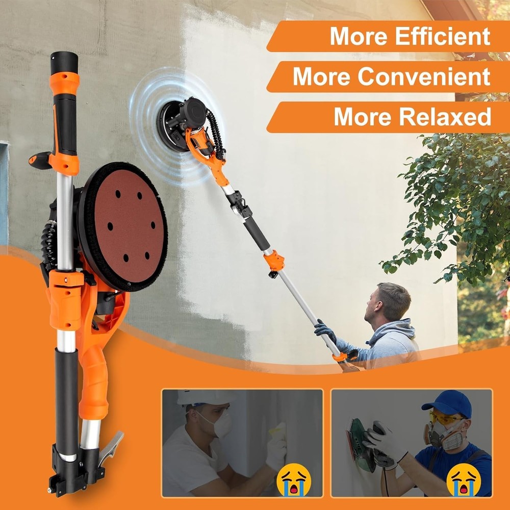 Professional Drywall Sander with Extendable Handle and Efficient Dust Collection