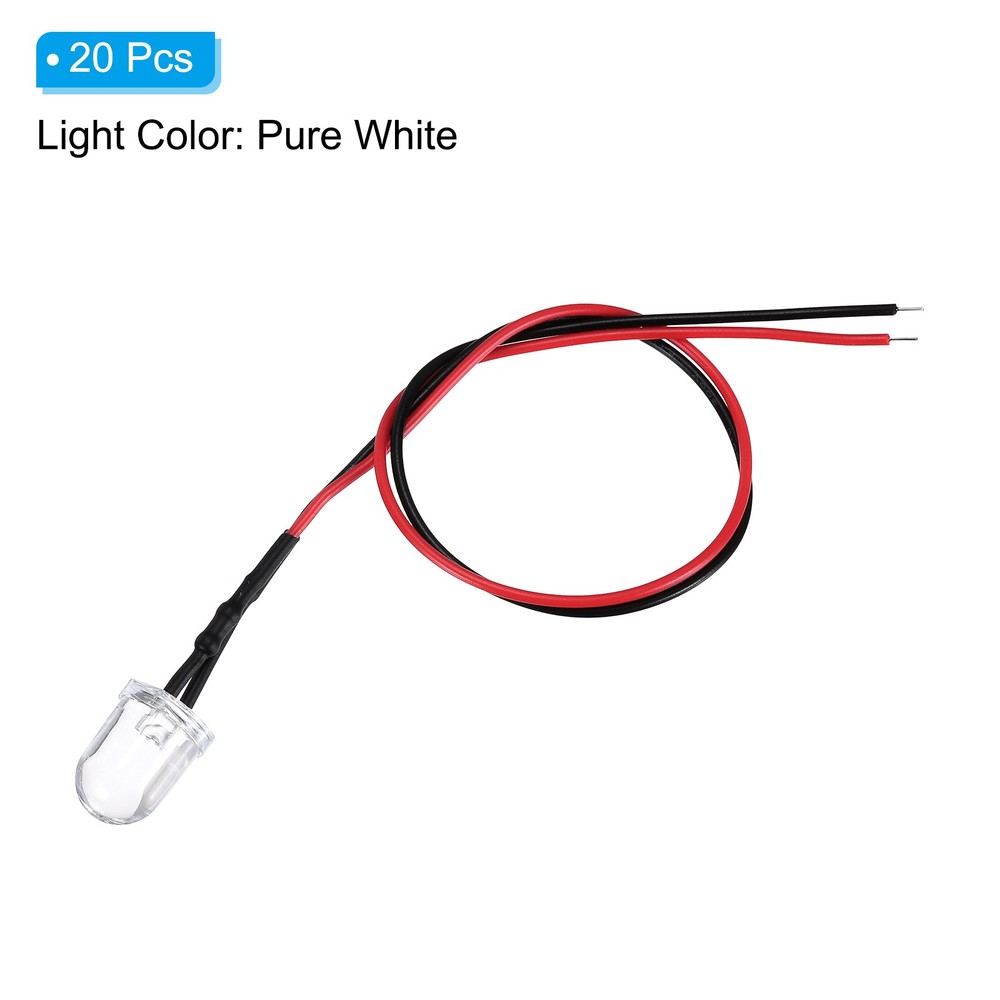 20 Pcs 3V DC 10mm LED Diode Light, Pure White Light