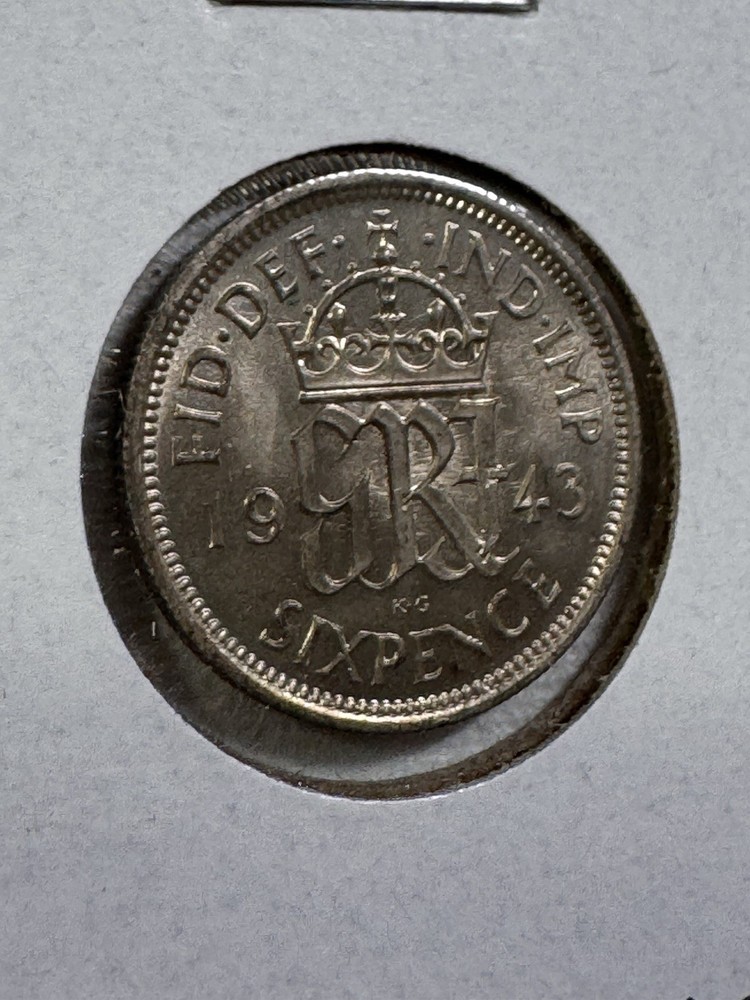 1943 Great Britain Silver 6 Pence