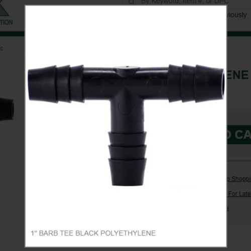 1" BARB TEE BLACK POLYETHYLENE # 33438B