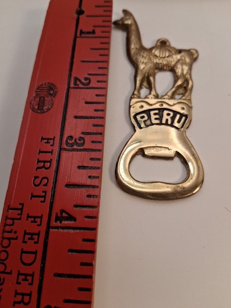 PERUVIAN LLAMA BOTTLE OPENER Brass Vintage