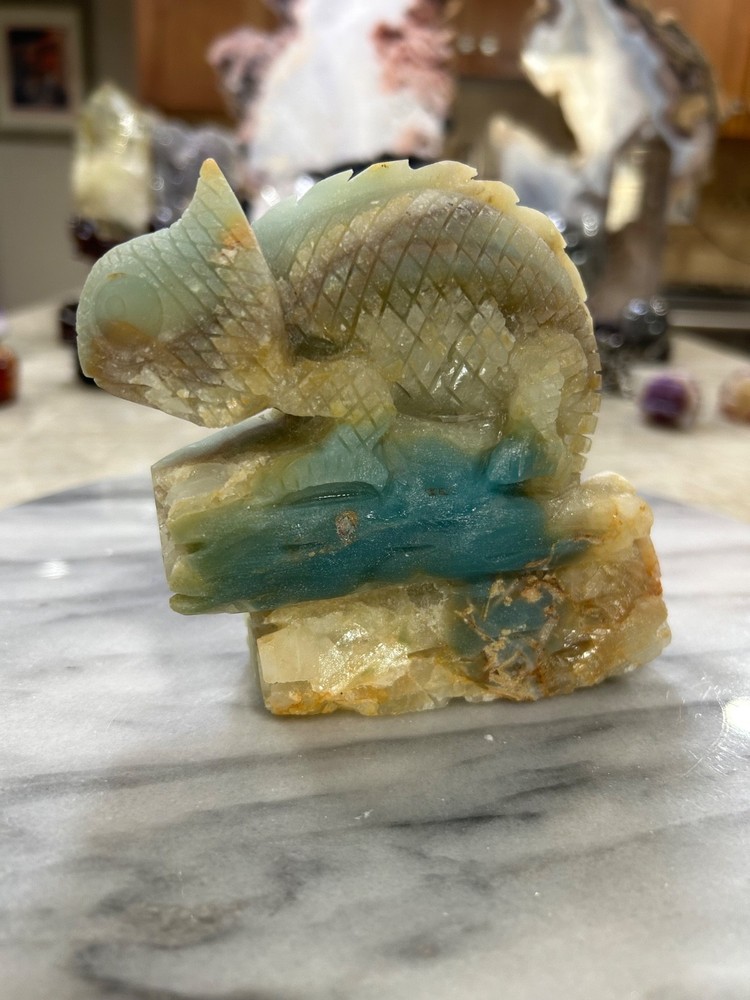 Caribbean Calcite Lizard hand carved