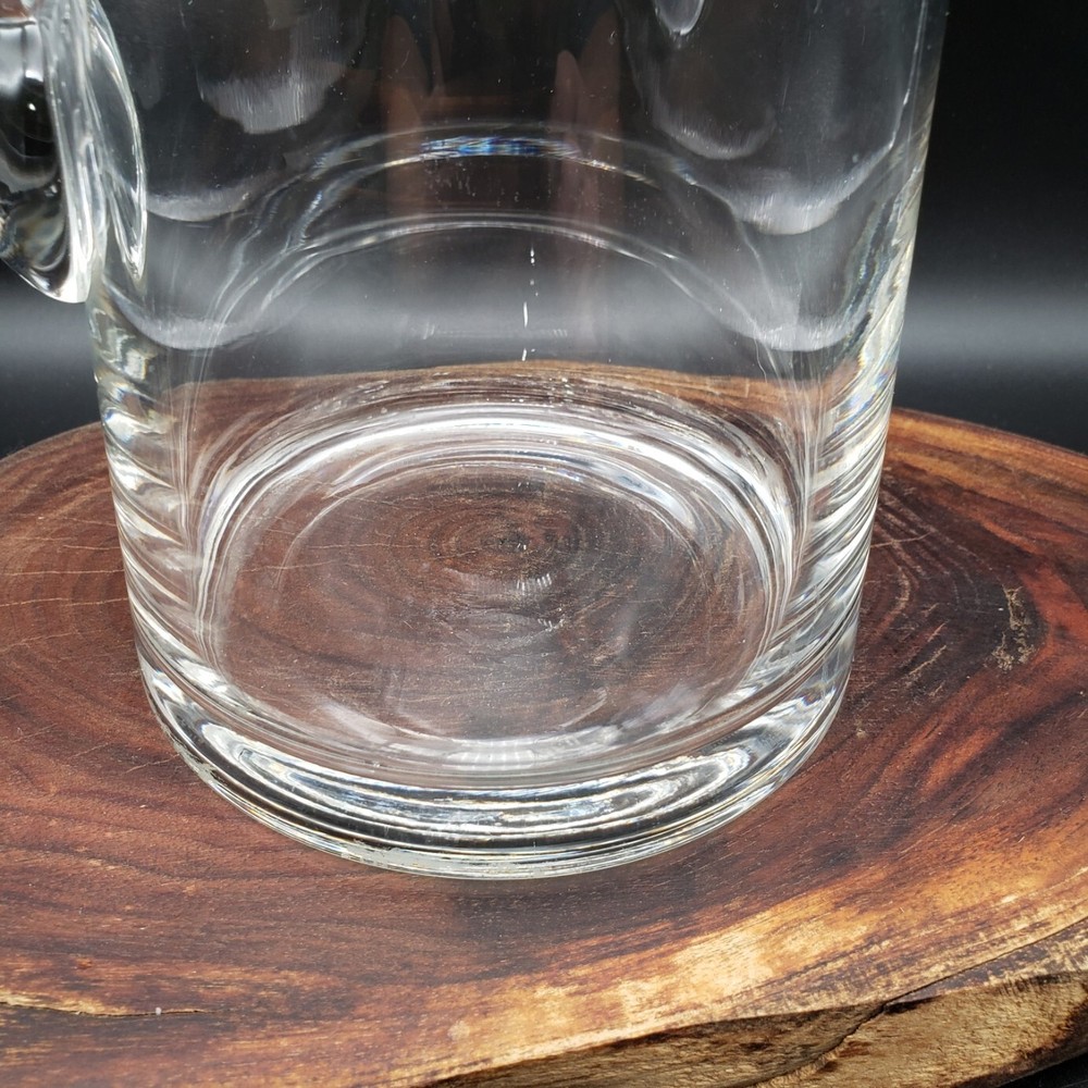 Monogram B Clear Glass Pitcher 9" 56 oz Hand Blown Style Applied Handle Barware