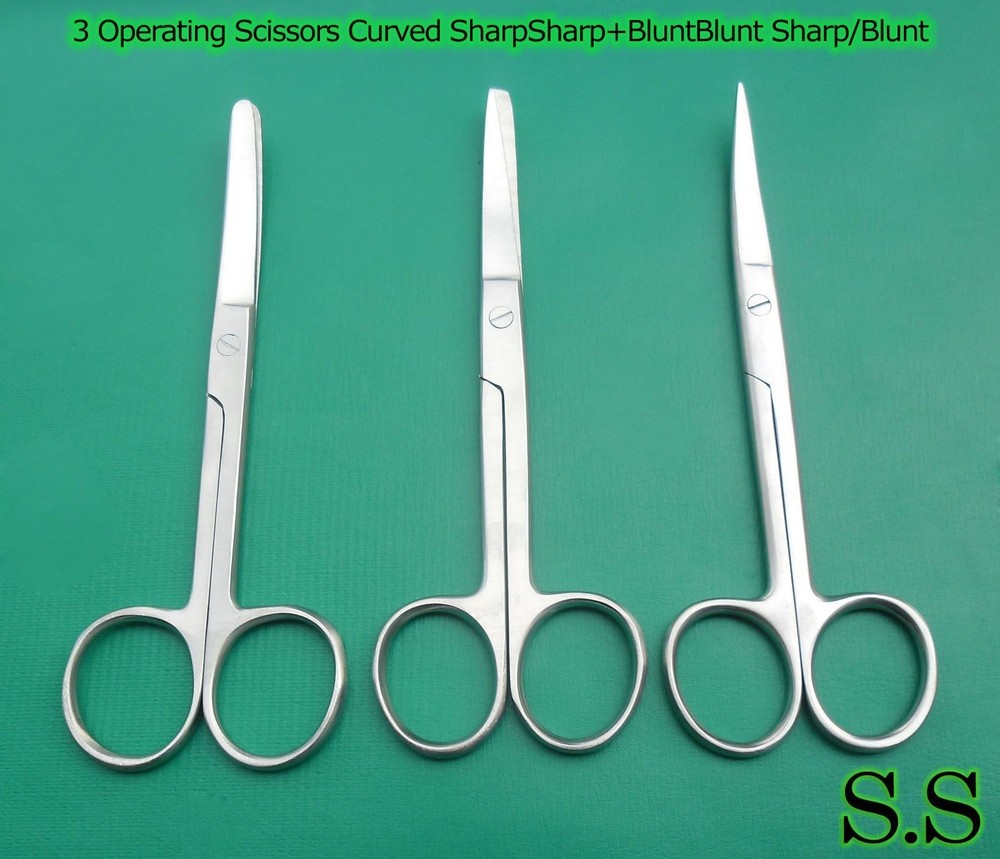 3 OPERATING DISSECTING SCISSORS 5.5"CURVED BLUNT/BLUNT SHARP/SHARP BLUNT/SHARP