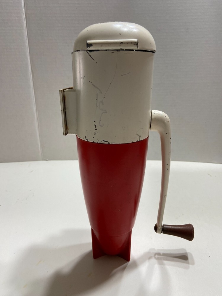 Vintage Dazey Rocket Ice Crusher - Red and White with Crank Handle