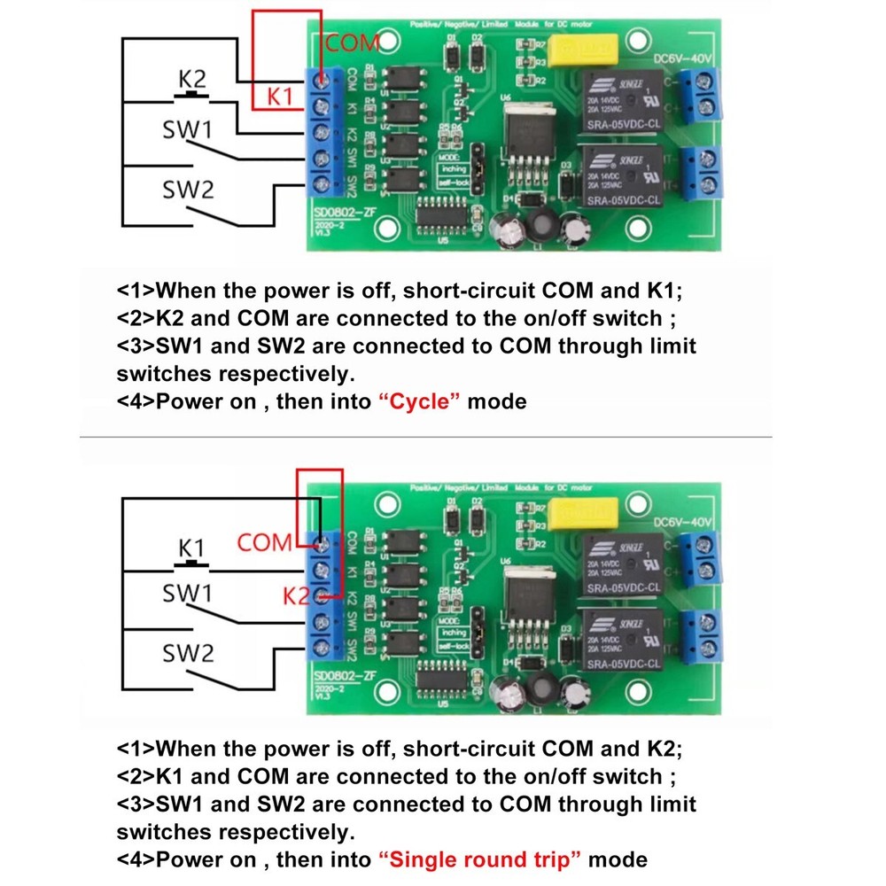 DC 6V 12V 24V Forward Reverse Motor Controller Relay Limit Switch Driver Module