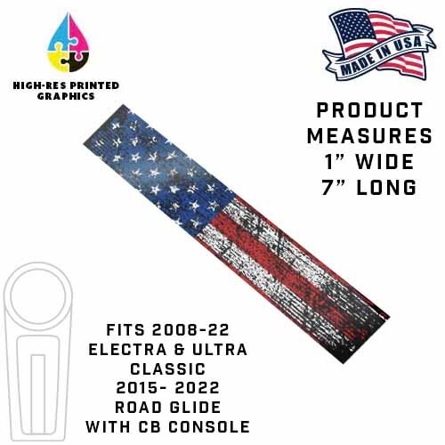 Rustic USA Flag CB Dash Panel Insert for 08-22 Road Glide Electra Ultra Classic
