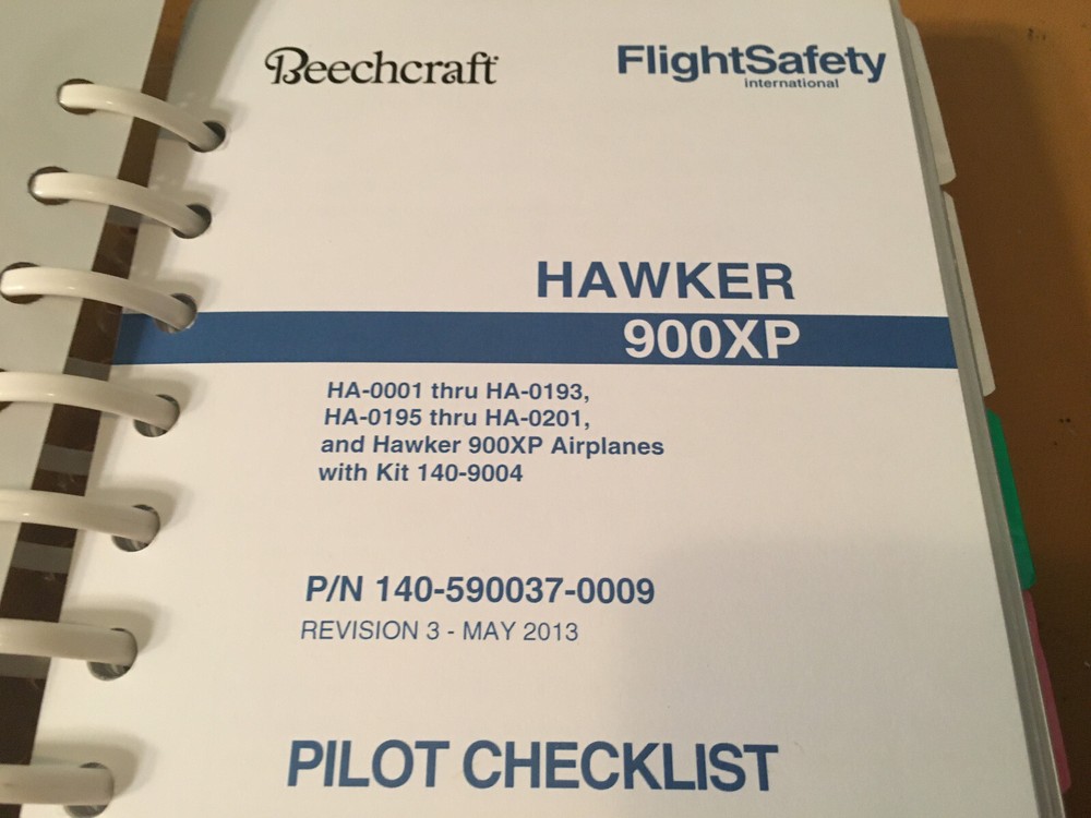Hawker 900XP Pilot Checklist