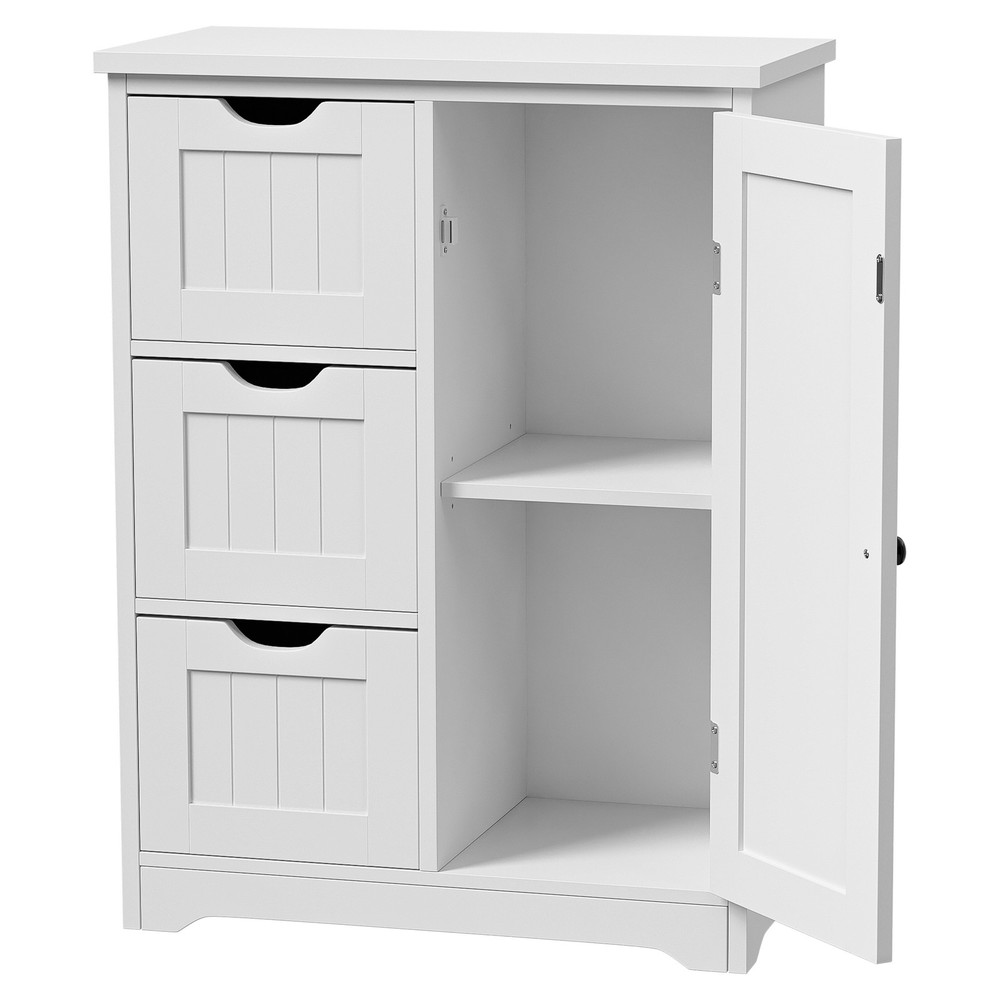 Bathroom Floor Cabinet with Drawer & Adjustable Shelf Kitchen Cupboard Storage