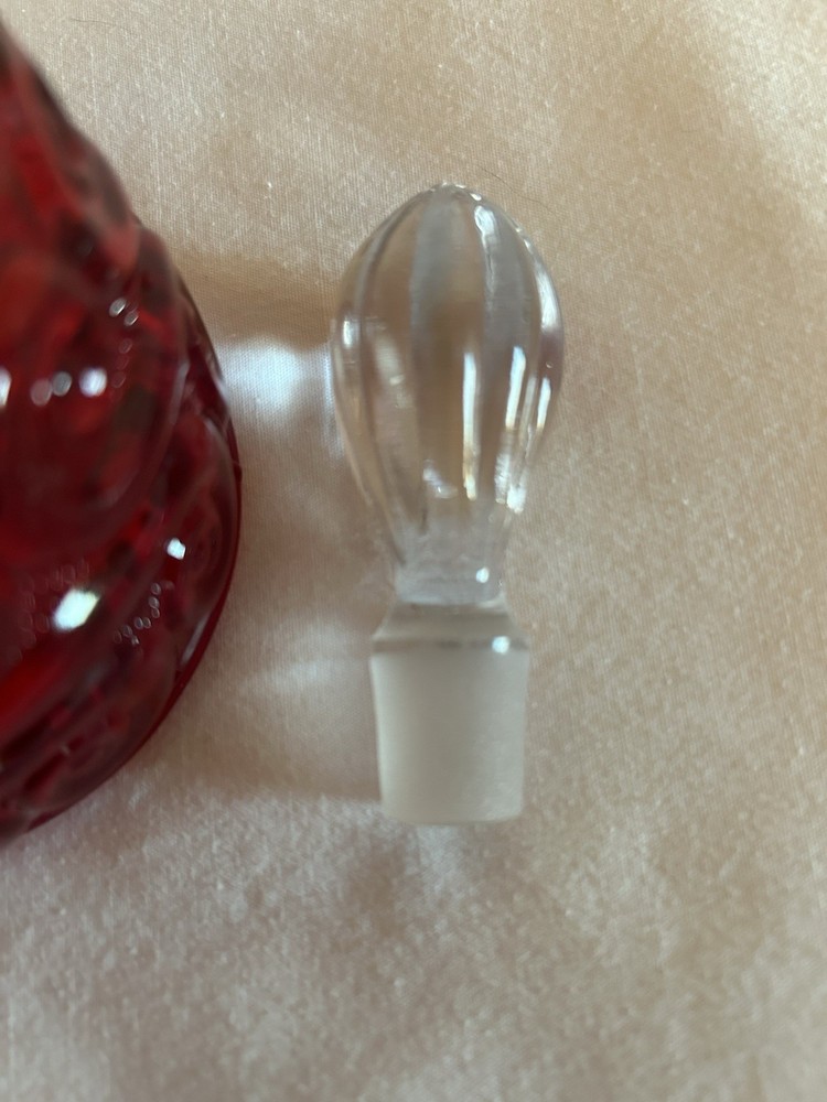 Fenton for L.G. Wright S Repeat Ruby Red Cruet with Clear Stopper MCM Vintage
