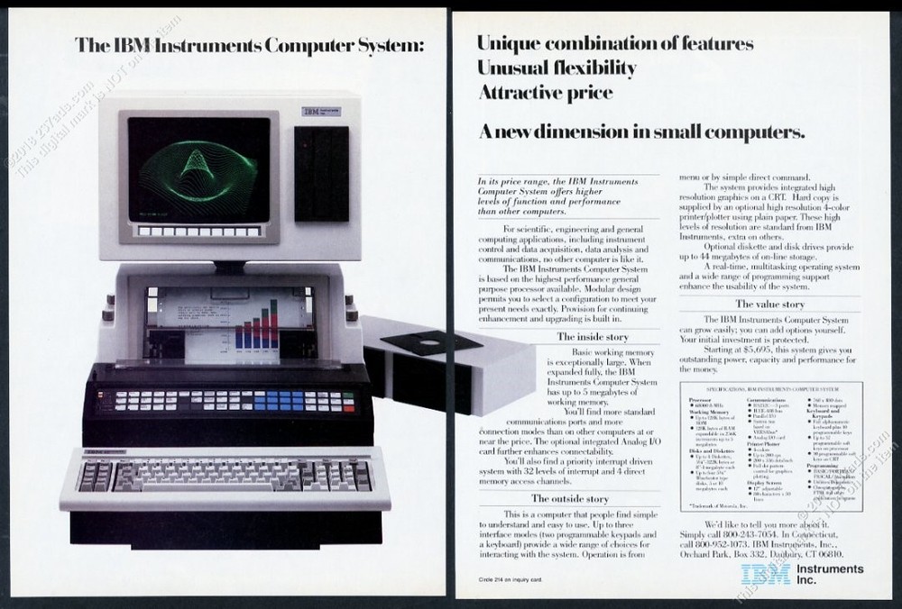 1982 IBM Instruments Computer System photo vintage print ad