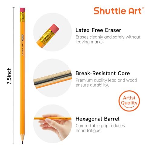 60 Pack Pencils, 2 HB, Pre-sharpened Pencils with Top Erasers, Premium