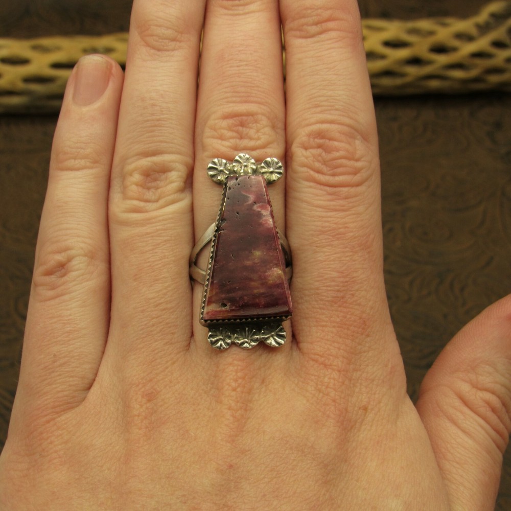 Spiny Oyster Sterling Silver Ring Size 7.25+