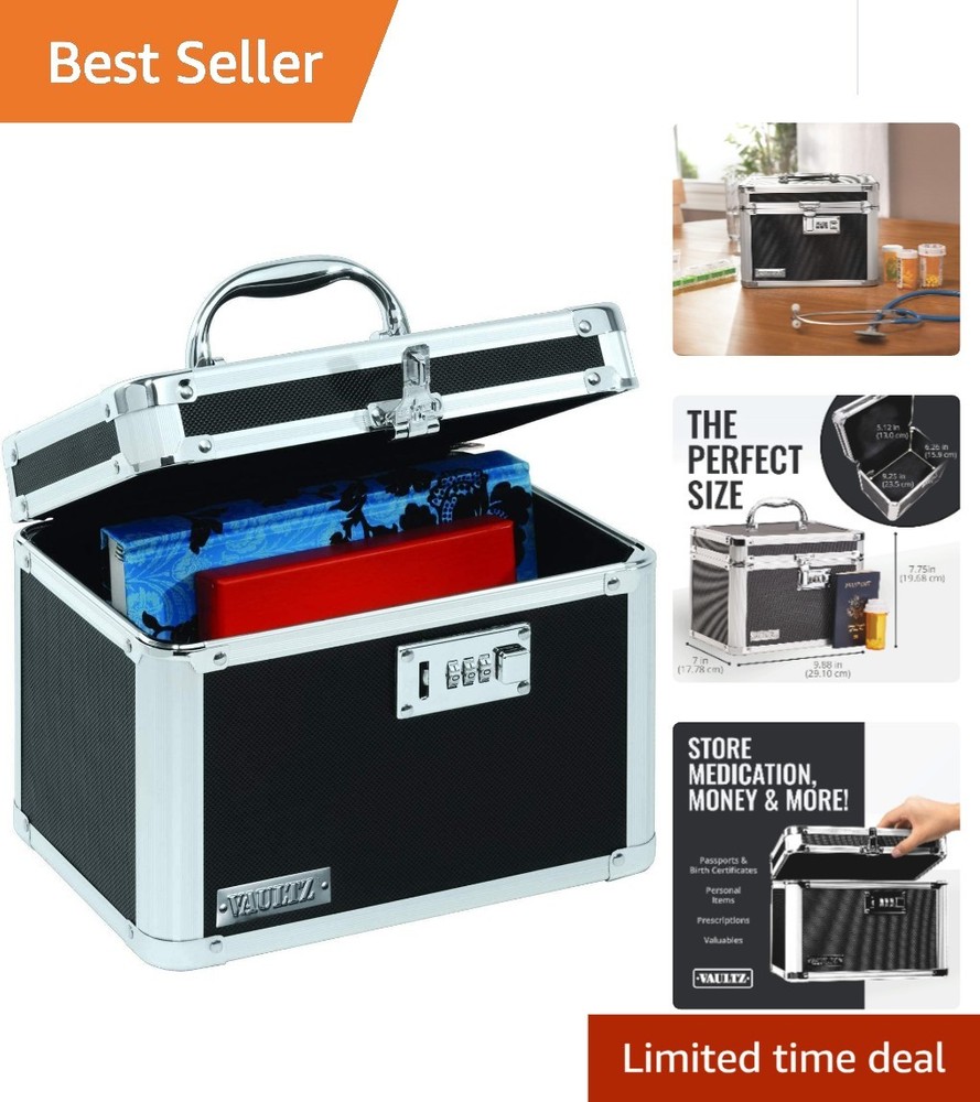 Compact 3-Digit Lock Box - Secure Chrome Steel Storage for Documents & Valuables