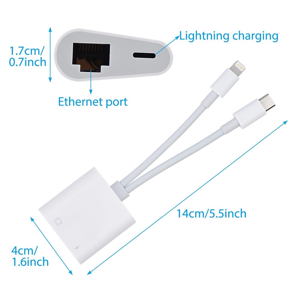 Lightning and USB C, C to Ethernet Adapter