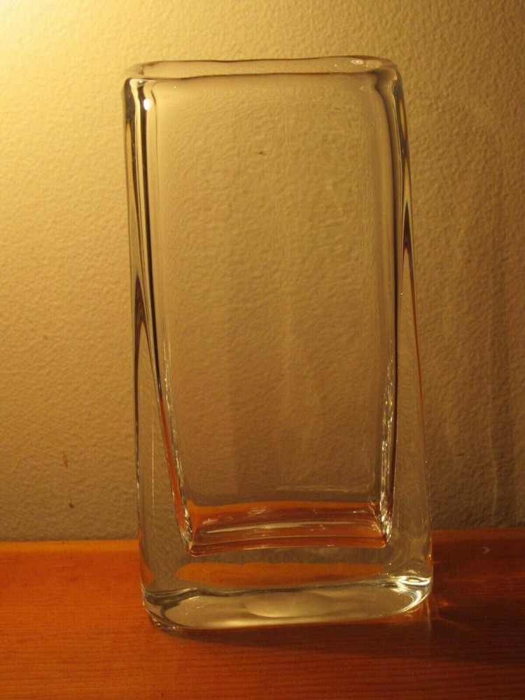 Two (2) heavy blown glass vases 7" x 4" x 2"