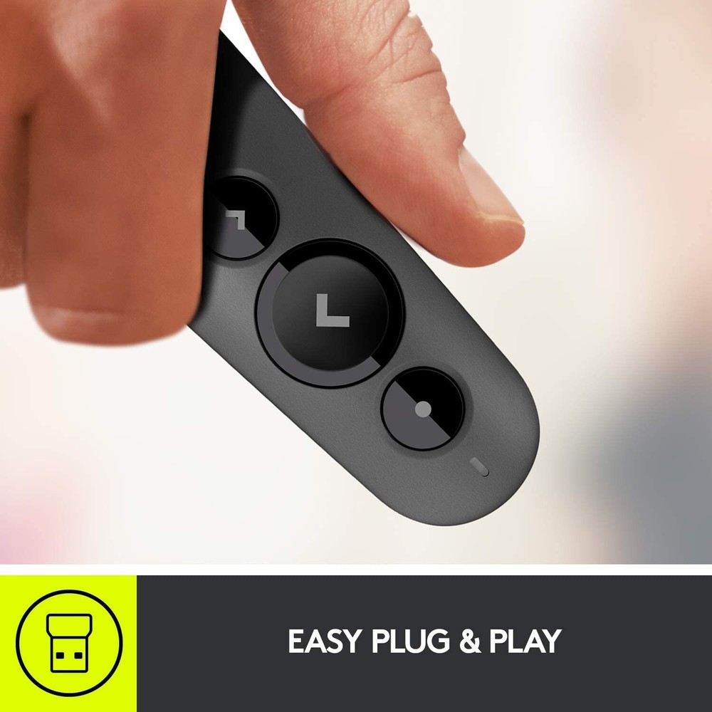 Logitech R500 Laser Presentation Remote Clicker with Dual Connectivity Bluetooth