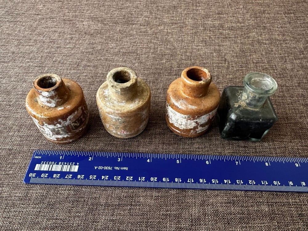 WWI Ceramic ink jars 4 pieces