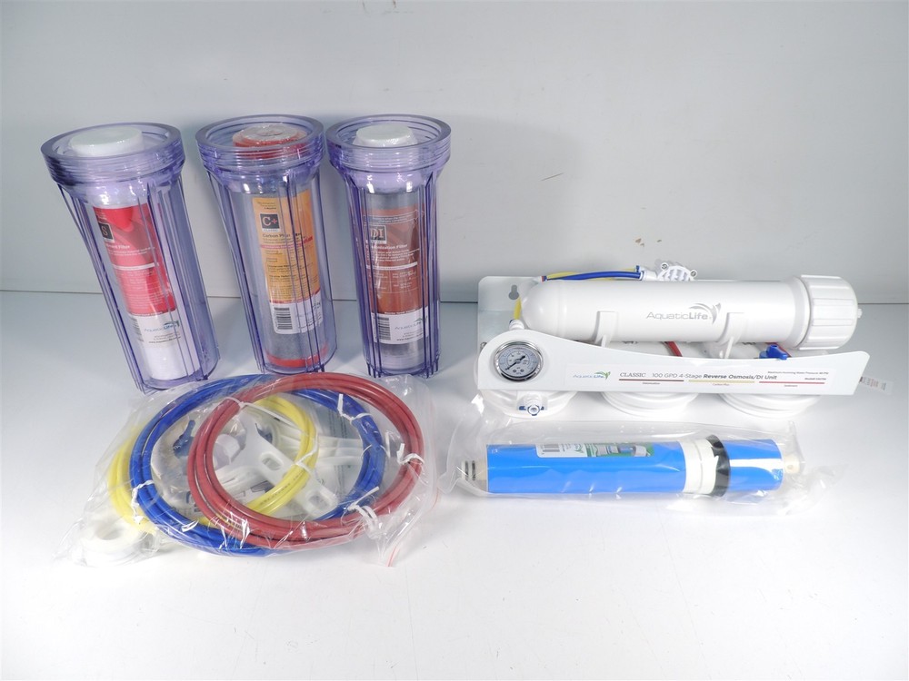 Aquatic Life 100 GPD 4-Stage Reverse Osmosis DI Unit Water Filter System New