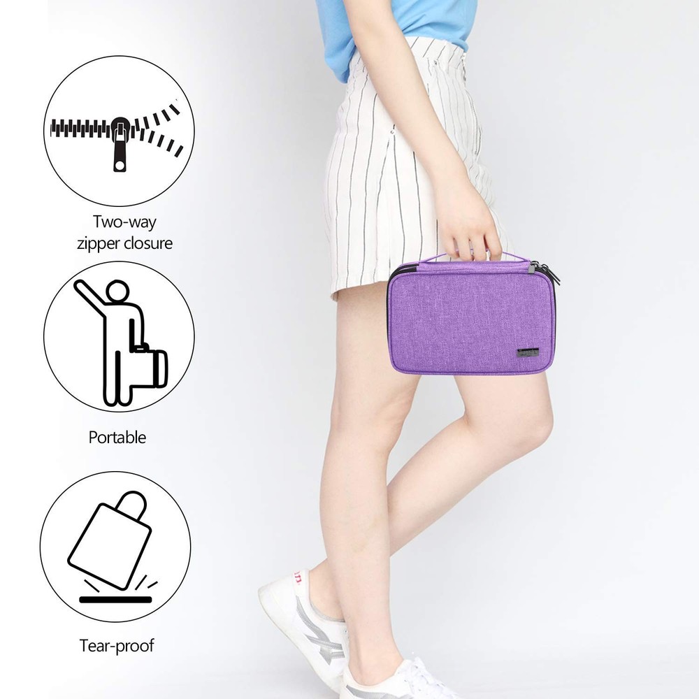 Double-Layer Sewing Organizer for Needles, Scissors, Thread, Tools, Purple