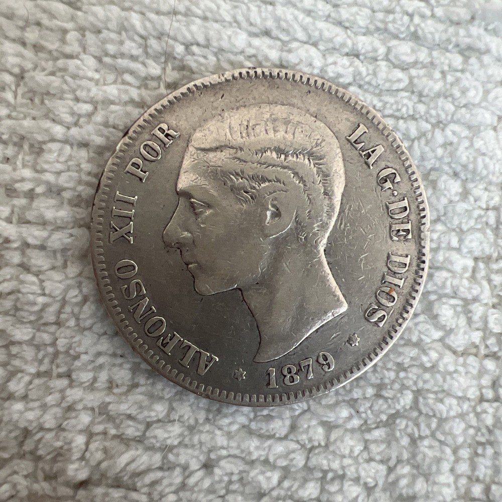 1879 Spain 5 Pesetas Silver