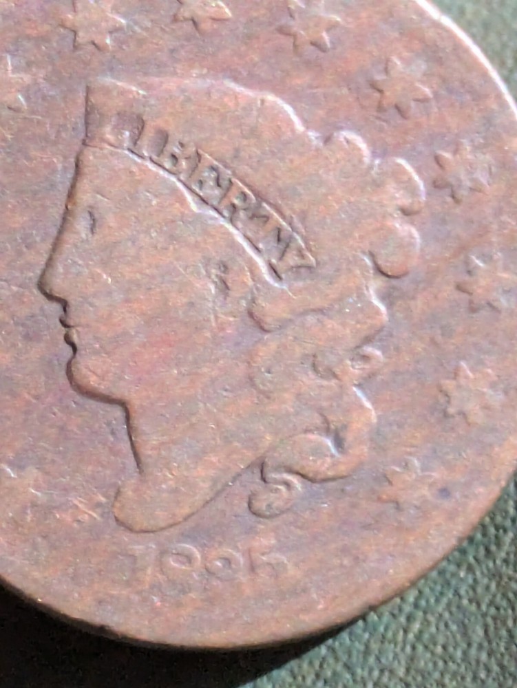 1825 Large Cent Matron Coronet Good Original