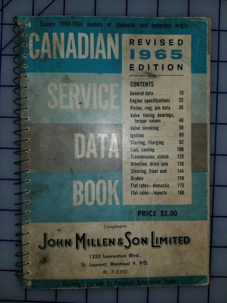 1965 Canadian Service Data Book Manual