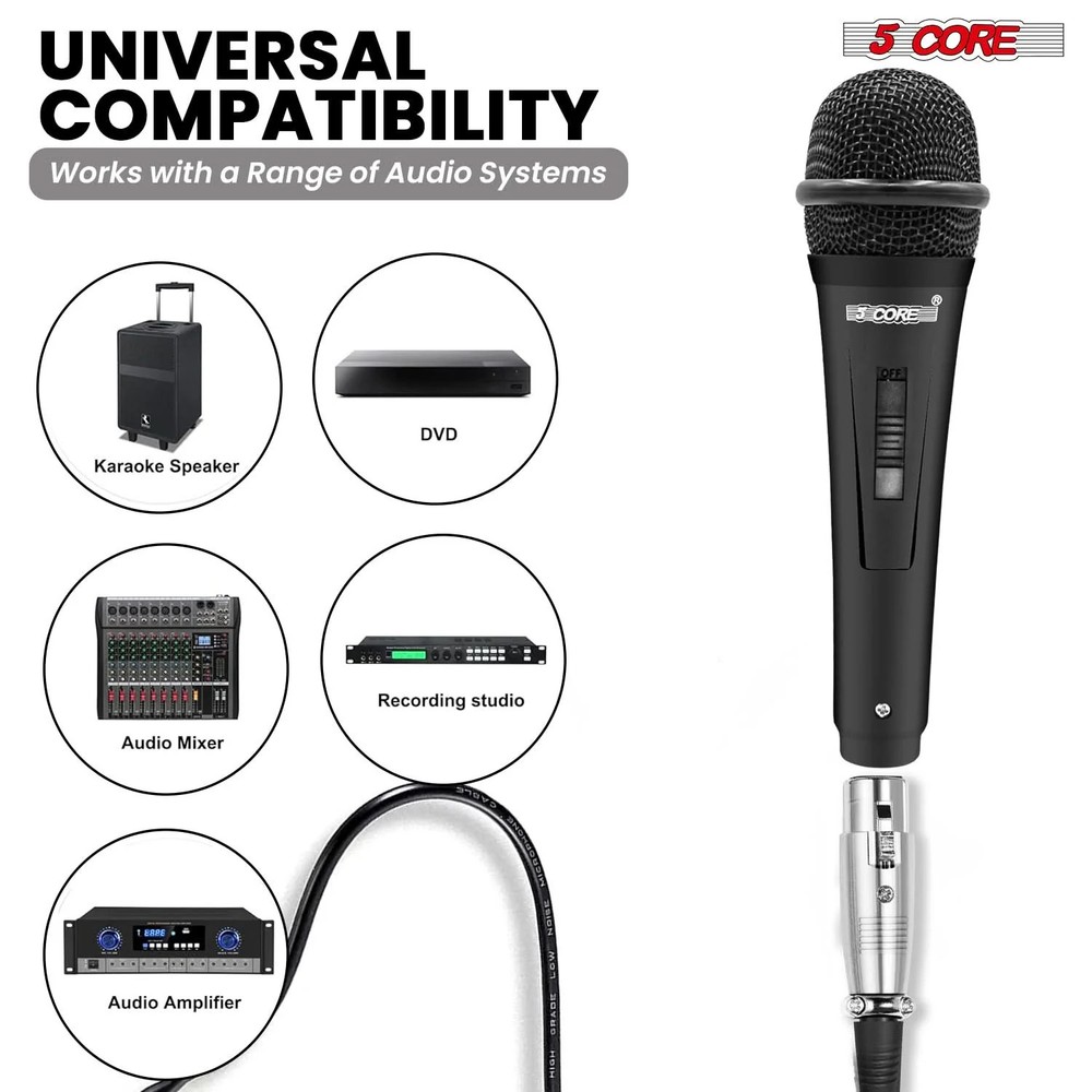 5Core XLR Microphone Dynamic Mic Karaoke Singing Studio Mics Handheld Microfono
